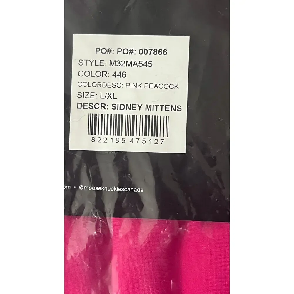 Moose Knuckles Sidney Mittens - Pink Peacock - Size: L/XL - NWT